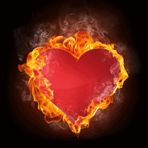 Gif animé coeur en flammes